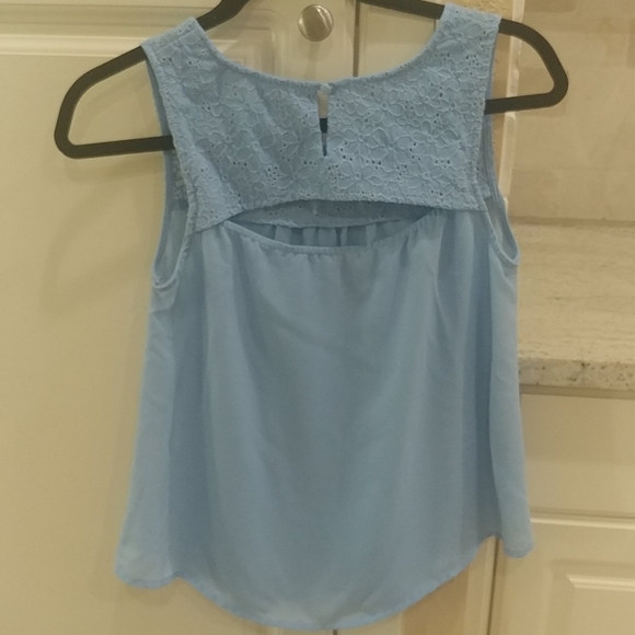 Mine Girls' embroidered Sleeveless Ruffle Top Blue - Picture 3 of 9